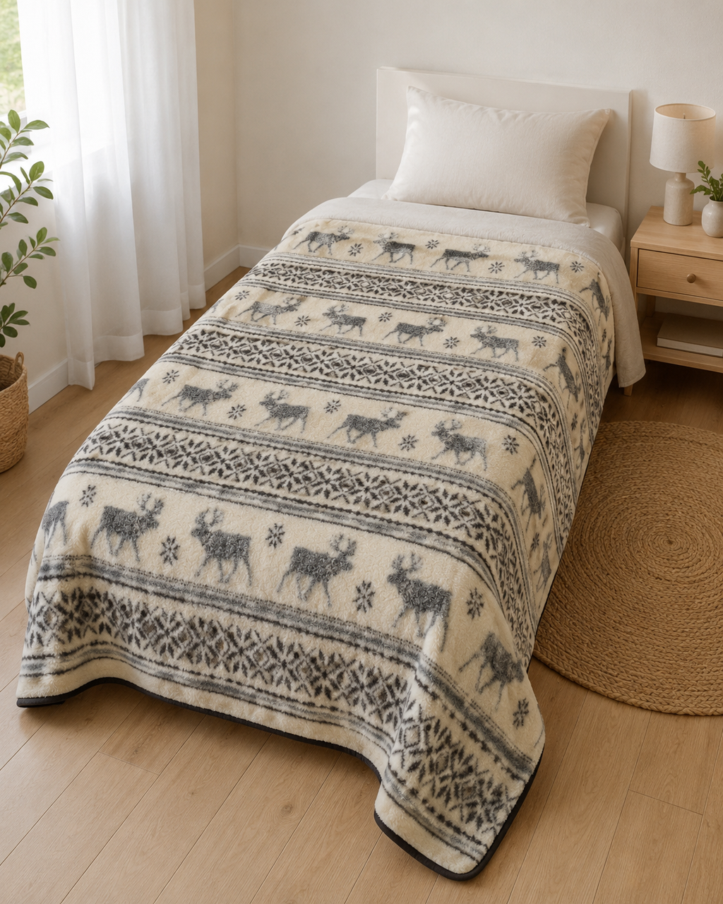 Jednostranná vlněná deka ze 100% ovčí vlny – 140 × 200 cm
