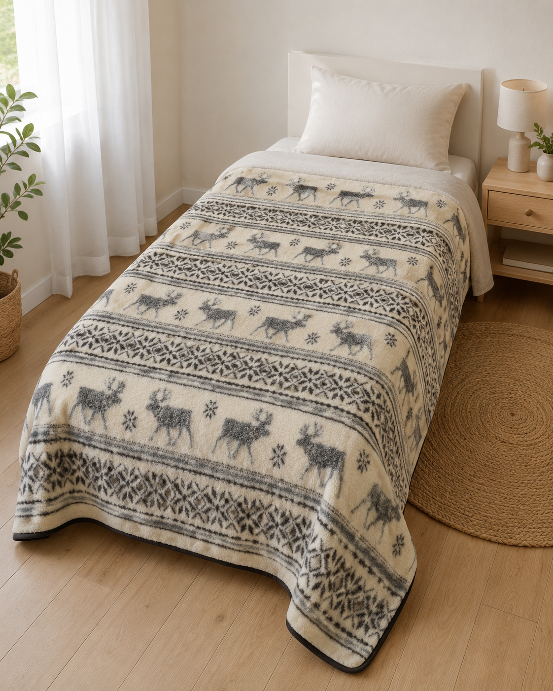 Jednostranná vlněná deka ze 100% ovčí vlny – 140 × 200 cm